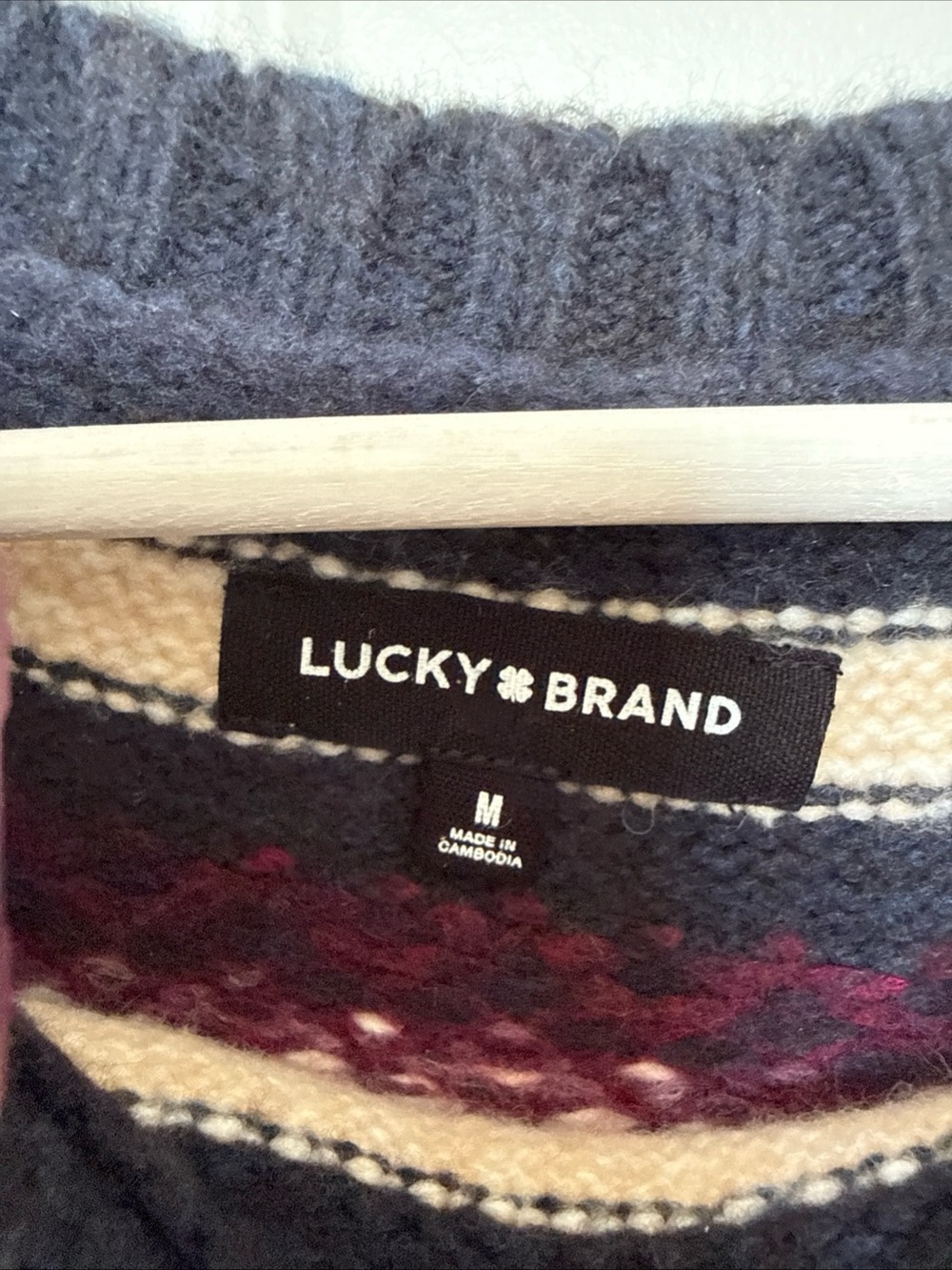 Lucky Brand Fair Isle Wool Blend Sweater Womens Sz M Alpine Timeless Cozy Nordic - Picture 2 of 7